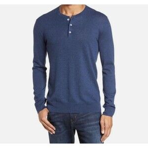 Bonobos Linen Blend Henley Sweater Navy Lightweight M